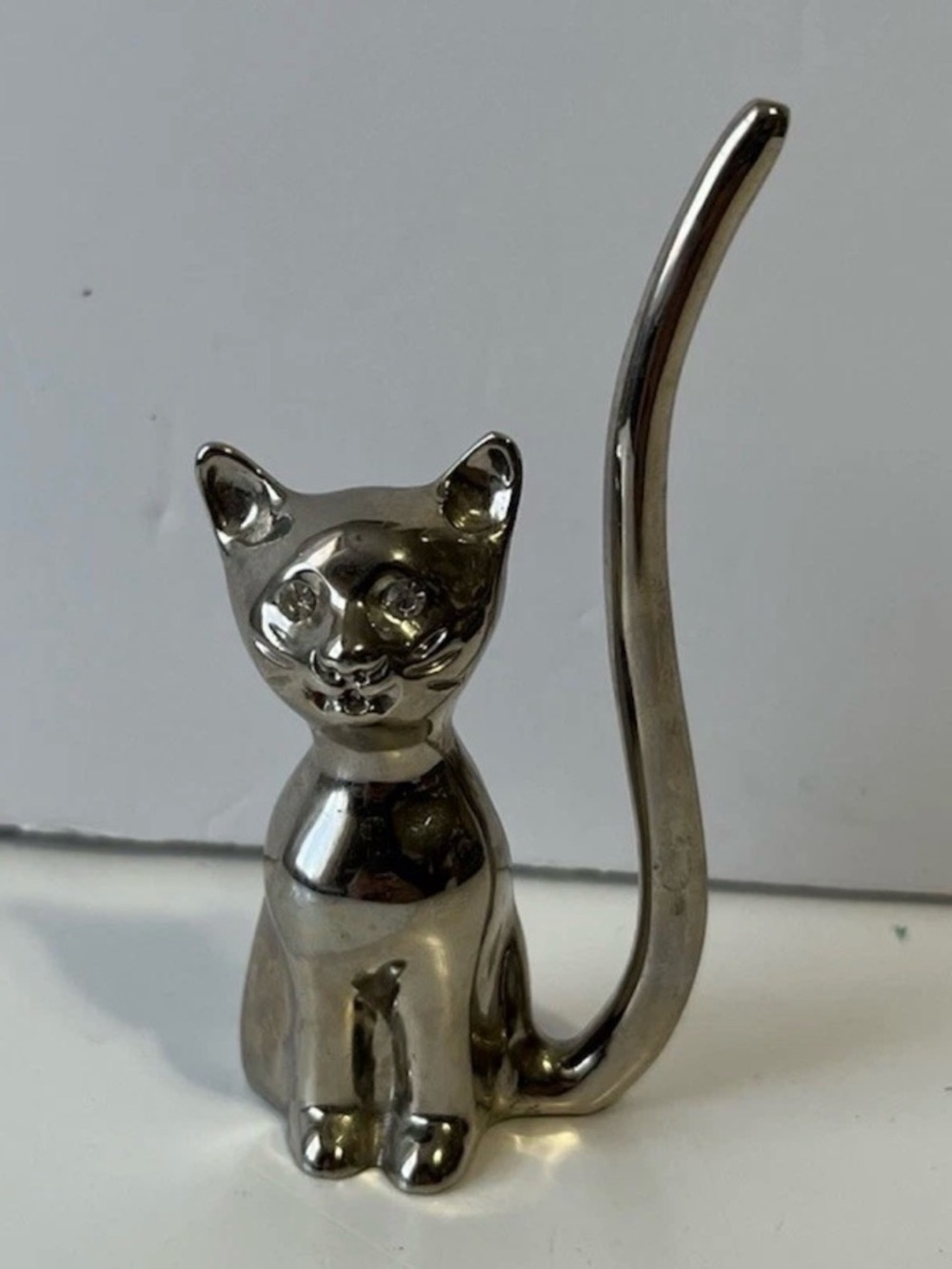 Silver Cat Ring Holder Jewelry Stand - Unbranded